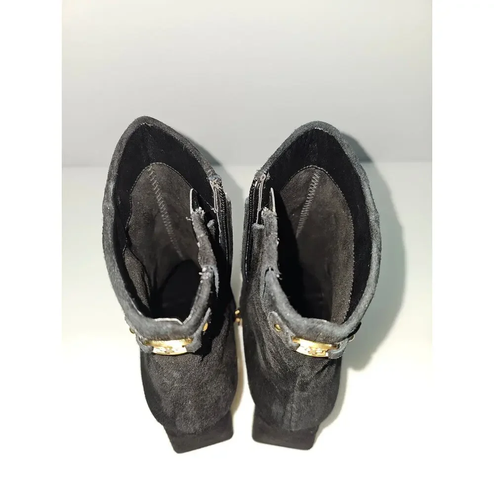 Sam Edelman Irie Ankle Boot Womens 8.5 Black Suede Square Toe Block Heel Elegant